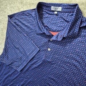 Peter Millar Polo Shirt Summer Comfort Mens 2XL Blue Skull AOP Performance Golf